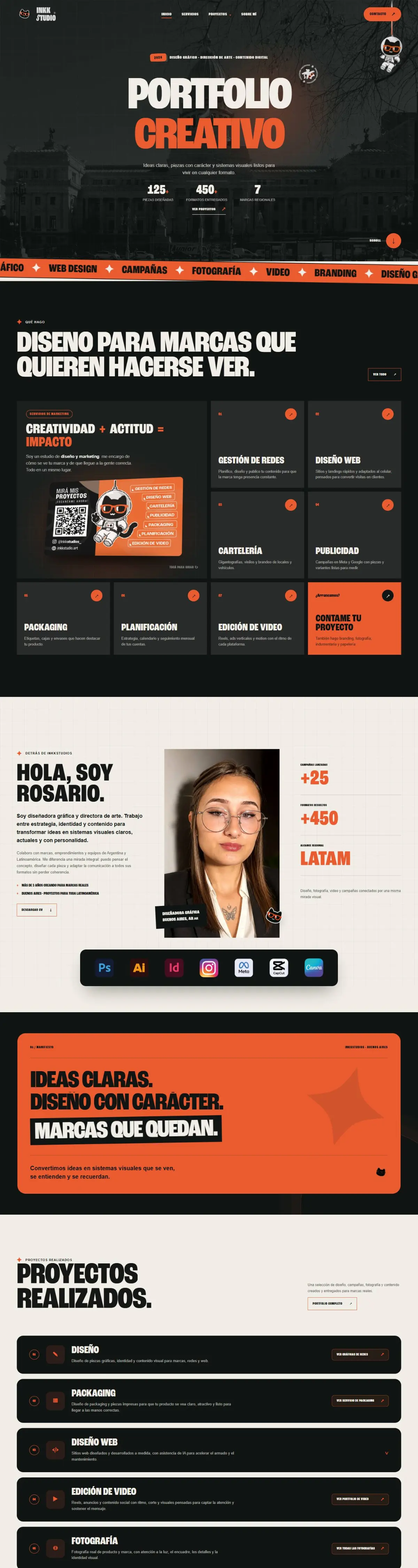 Página de inicio del portfolio Inkkstudios