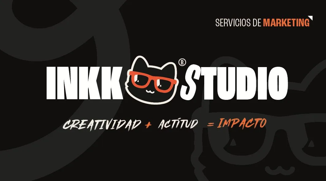 Frente de la tarjeta de Inkkstudio: creatividad + actitud = impacto